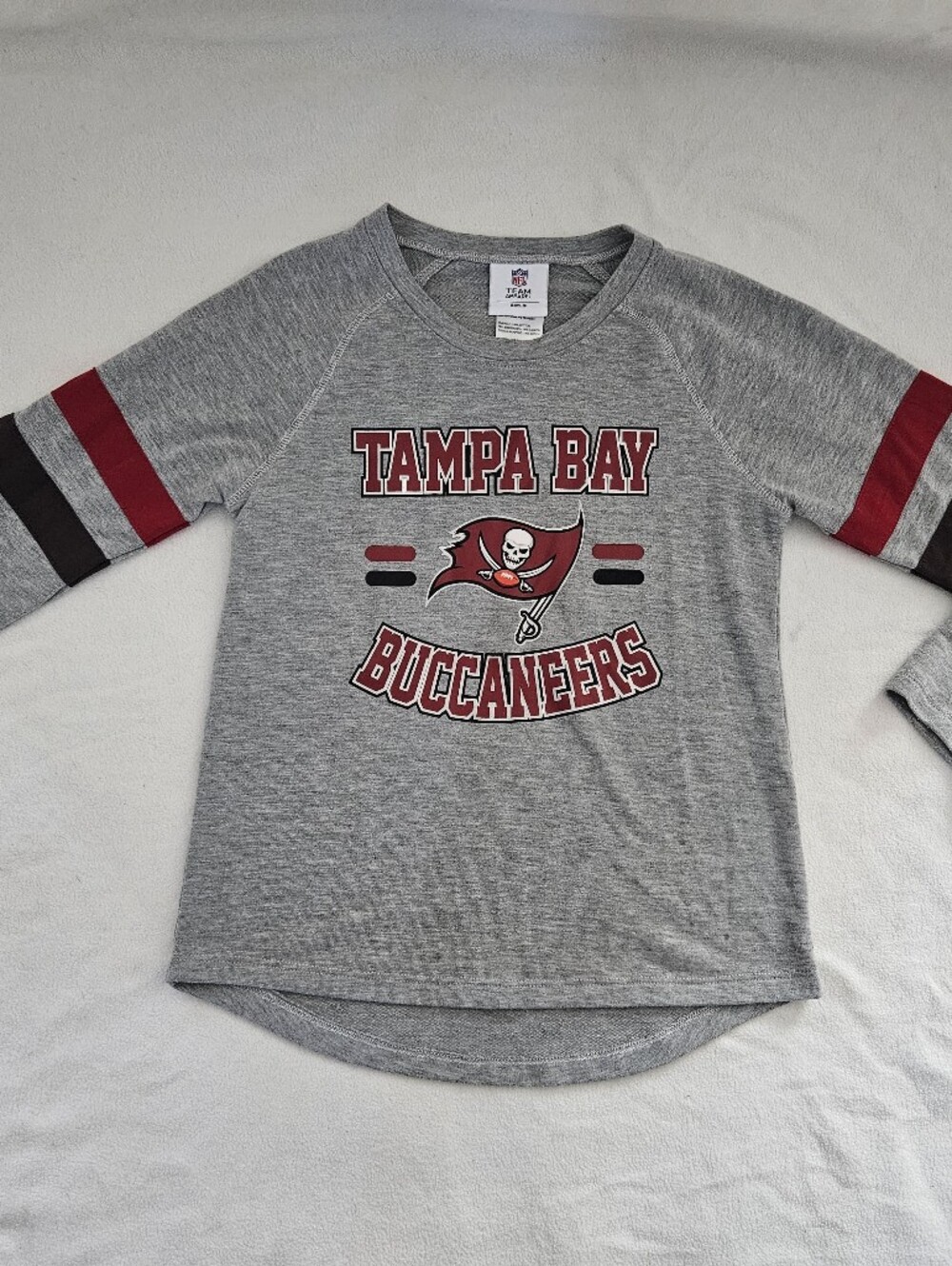 NFL Tampa Bay Buccaneers Gray Long Sleeve Tee with Red & Black Accents